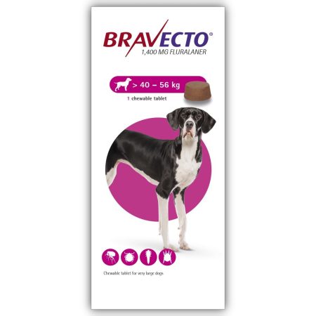 Bravecto Chewable Tablet (1400 MG Fluralaner) For Extra Large Dogs >40-56 kg in Pakistan Pakistan